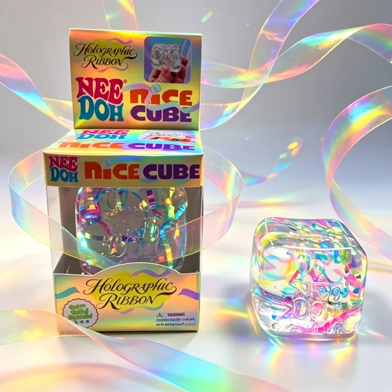 Fidget Cube Original - NeeDoh Holographic Ribbon Nice Cube Squishy