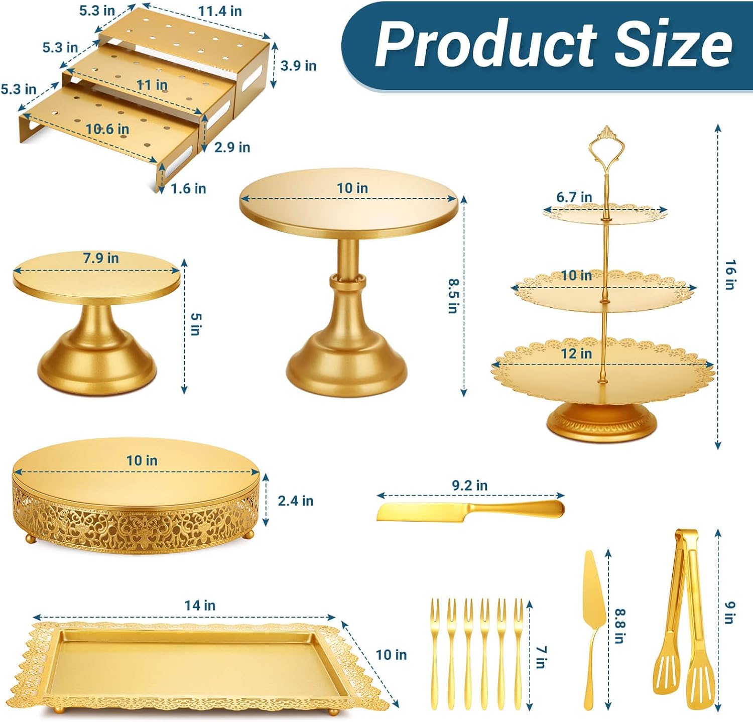 Gold Metal Dessert Table Displ - đánh giá và giá Display Risers Set