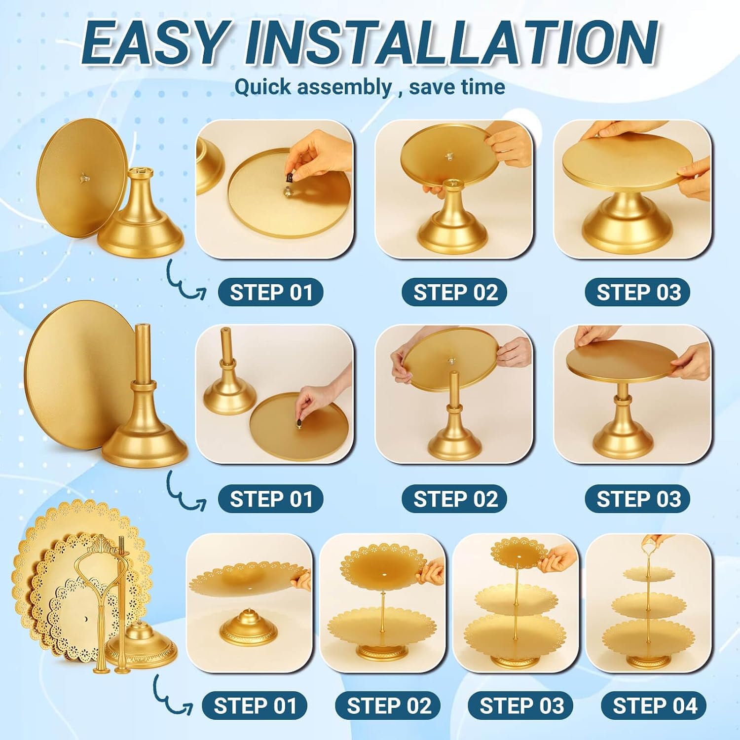 Gold Metal Dessert Table Displ - đánh giá và giá Display Risers Set
